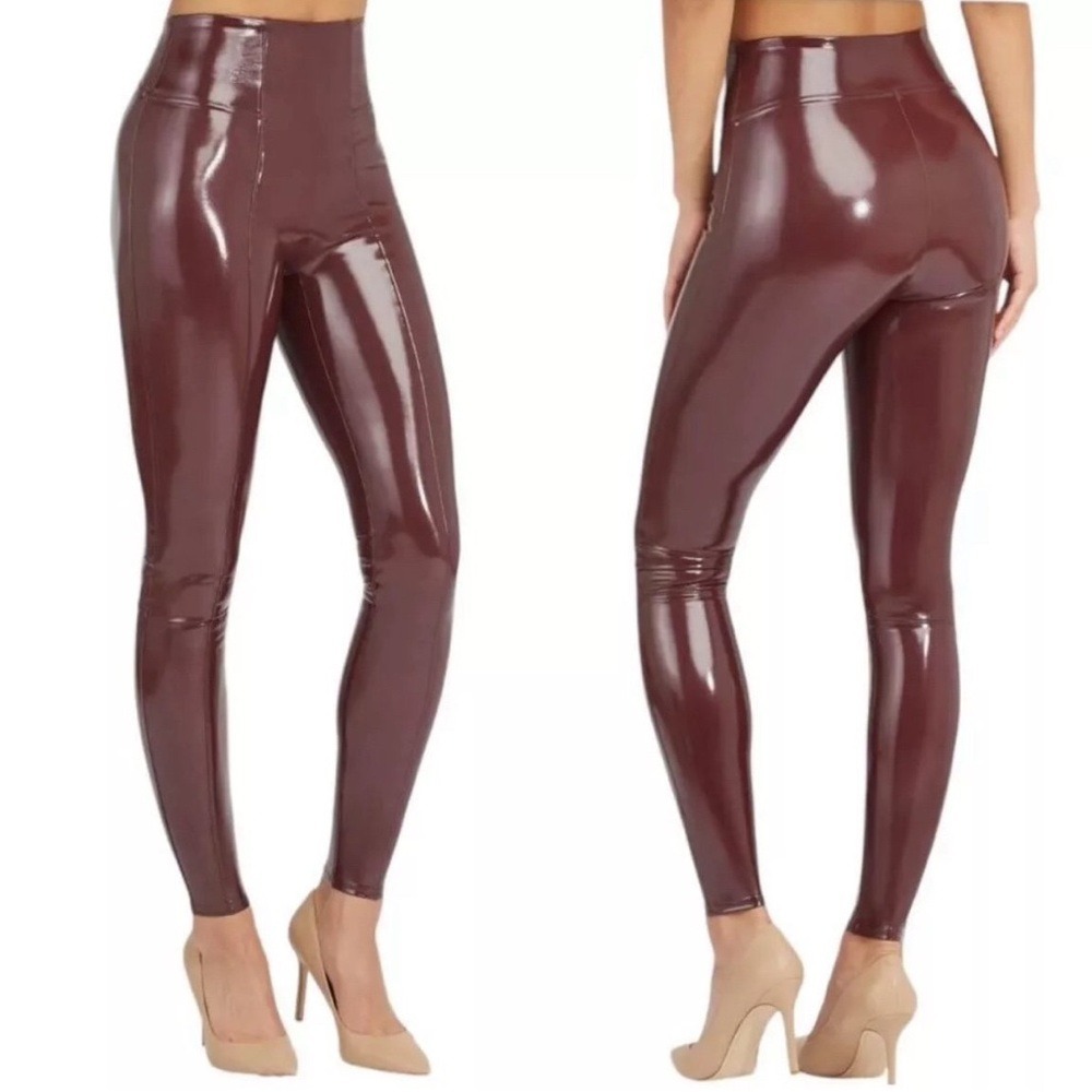 SPANX Shiny Burgundy Leggings